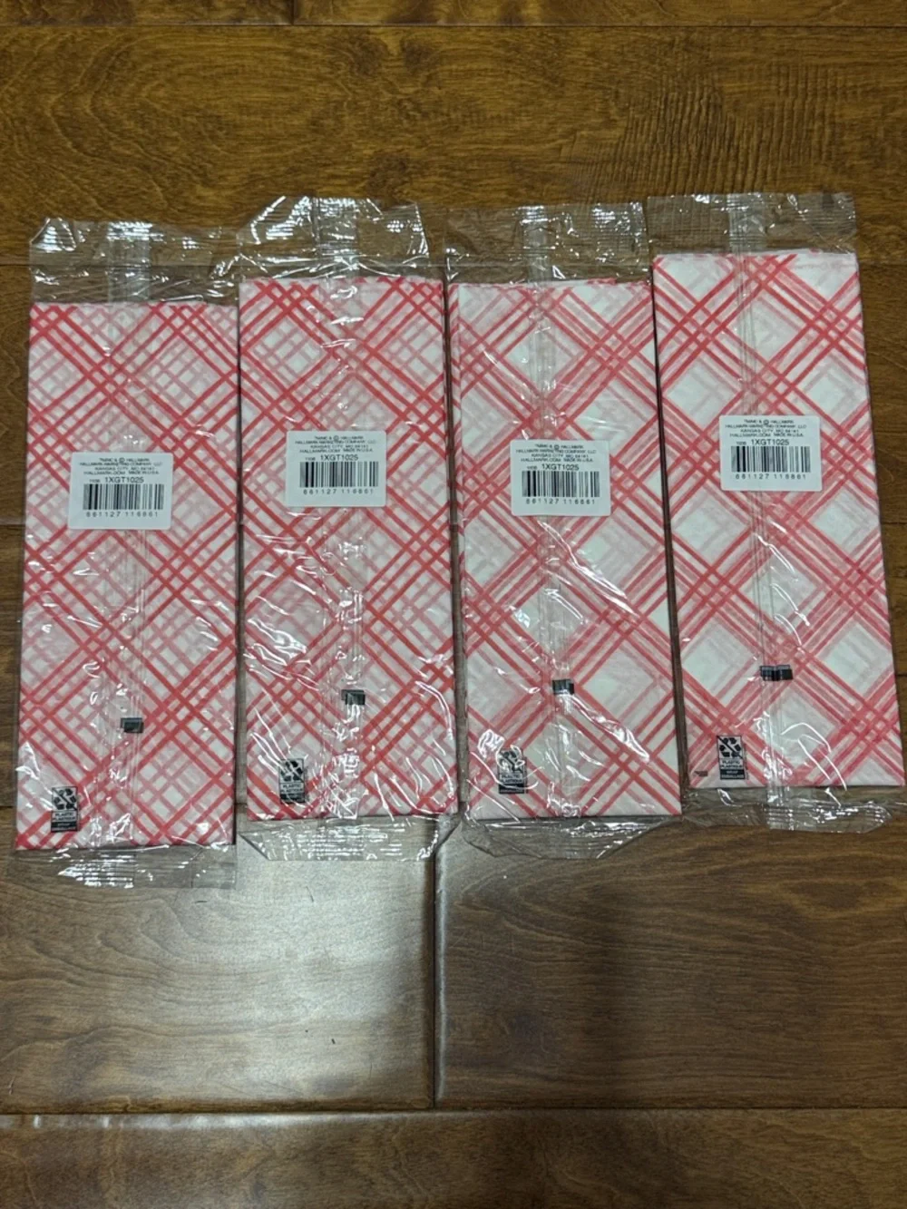 NWT Bundle of 4 Hallmark Red Plaid Tissue Sheets